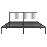 NNEVL Metal Bed Frame without Mattress with Headboard Black 183x203 cm King