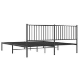 NNEVL Metal Bed Frame without Mattress with Headboard Black 183x203 cm King