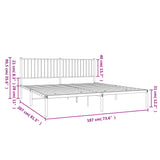 NNEVL Metal Bed Frame without Mattress with Headboard Black 183x203 cm King