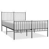 NNEVL Metal Bed Frame without Mattress with Footboard Black 135x190 cm