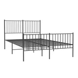 NNEVL Metal Bed Frame without Mattress with Footboard Black 135x190 cm