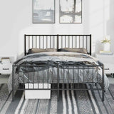NNEVL Metal Bed Frame without Mattress with Footboard Black 135x190 cm