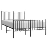 NNEVL Metal Bed Frame without Mattress with Footboard Black 135x190 cm