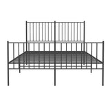 NNEVL Metal Bed Frame without Mattress with Footboard Black 135x190 cm