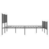 NNEVL Metal Bed Frame without Mattress with Footboard Black 135x190 cm