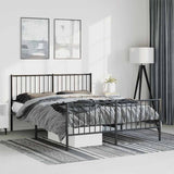 NNEVL Metal Bed Frame without Mattress with Footboard Black 135x190 cm
