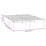 NNEVL Metal Bed Frame White 153x203 cm Queen Size