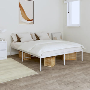 NNEVL Metal Bed Frame White 153x203 cm Queen Size