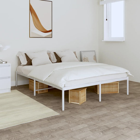 NNEVL Metal Bed Frame White 153x203 cm Queen Size