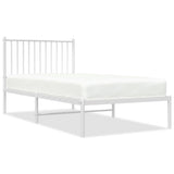 NNEVL Metal Bed Frame with Headboard White 92x187 cm Single Size