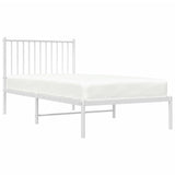 NNEVL Metal Bed Frame with Headboard White 92x187 cm Single Size