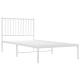 NNEVL Metal Bed Frame with Headboard White 92x187 cm Single Size