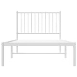 NNEVL Metal Bed Frame with Headboard White 92x187 cm Single Size