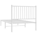 NNEVL Metal Bed Frame with Headboard White 92x187 cm Single Size