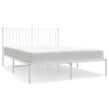 NNEVL Metal Bed Frame without Mattress with Headboard White 135x190 cm