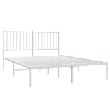 NNEVL Metal Bed Frame without Mattress with Headboard White 135x190 cm