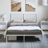 NNEVL Metal Bed Frame without Mattress with Headboard White 135x190 cm