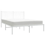 NNEVL Metal Bed Frame without Mattress with Headboard White 135x190 cm