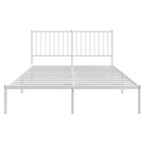 NNEVL Metal Bed Frame without Mattress with Headboard White 135x190 cm