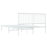 NNEVL Metal Bed Frame without Mattress with Headboard White 135x190 cm