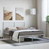 NNEVL Metal Bed Frame without Mattress with Headboard White 135x190 cm