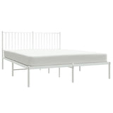 NNEVL Metal Bed Frame with Headboard White 153x203 cm Queen Size