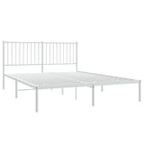 NNEVL Metal Bed Frame with Headboard White 153x203 cm Queen Size
