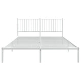 NNEVL Metal Bed Frame with Headboard White 153x203 cm Queen Size