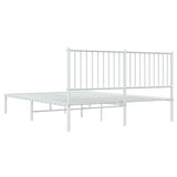 NNEVL Metal Bed Frame with Headboard White 153x203 cm Queen Size