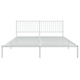 NNEVL Metal Bed Frame without Mattress with Headboard White 183x203 cm King