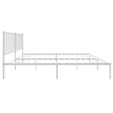 NNEVL Metal Bed Frame without Mattress with Headboard White 183x203 cm King