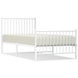 NNEVL Metal Bed Frame without Mattress with Footboard White 90x190 cm