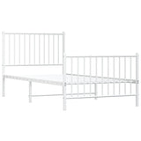 NNEVL Metal Bed Frame without Mattress with Footboard White 90x190 cm