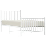 NNEVL Metal Bed Frame without Mattress with Footboard White 90x190 cm