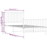 NNEVL Metal Bed Frame without Mattress with Footboard White 90x190 cm