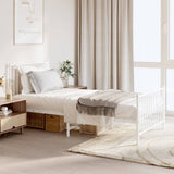 NNEVL Metal Bed Frame without Mattress with Footboard White 90x190 cm