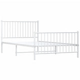 NNEVL Metal Bed Frame without Mattress with Footboard White 107x203 cm King Single