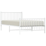 NNEVL Metal Bed Frame without Mattress with Footboard White 107x203 cm King Single