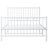 NNEVL Metal Bed Frame without Mattress with Footboard White 107x203 cm King Single