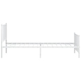 NNEVL Metal Bed Frame without Mattress with Footboard White 107x203 cm King Single