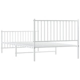 NNEVL Metal Bed Frame without Mattress with Footboard White 107x203 cm King Single