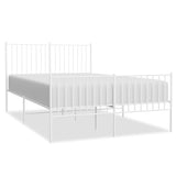 NNEVL Metal Bed Frame without Mattress with Footboard White 135x190 cm