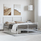 NNEVL Metal Bed Frame without Mattress with Footboard White 135x190 cm