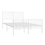 NNEVL Metal Bed Frame without Mattress with Footboard White 135x190 cm