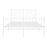 NNEVL Metal Bed Frame without Mattress with Footboard White 135x190 cm