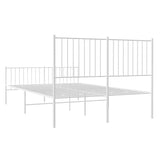 NNEVL Metal Bed Frame without Mattress with Footboard White 135x190 cm