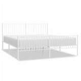NNEVL Metal Bed Frame without Mattress with Footboard White 183x203 cm King