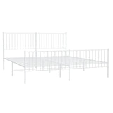 NNEVL Metal Bed Frame without Mattress with Footboard White 183x203 cm King