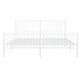 NNEVL Metal Bed Frame without Mattress with Footboard White 183x203 cm King