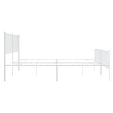 NNEVL Metal Bed Frame without Mattress with Footboard White 183x203 cm King